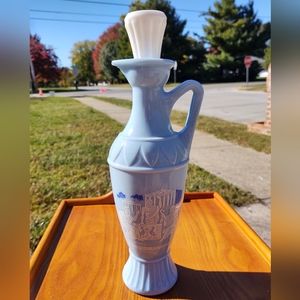 Vintage 1961 Jim Beam Grecian Style Blue Glass Decanter